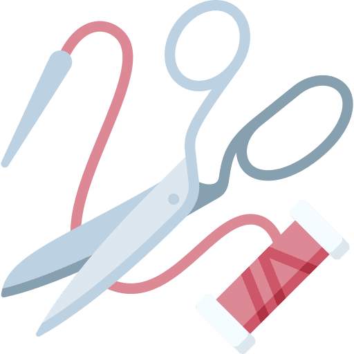 Sewing thread pins scissors icon