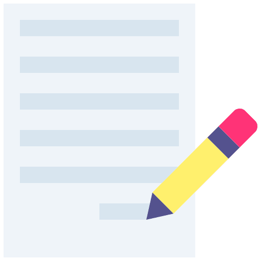Writing pencil admission document icon