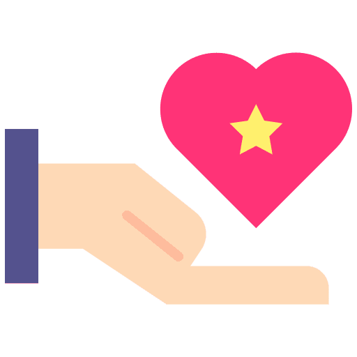 Give heart help charity hand icon