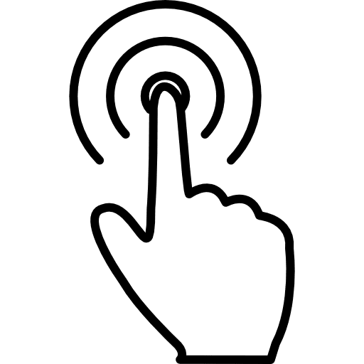 Hand finger pressing a circular ring button touch pad pressure push button icon