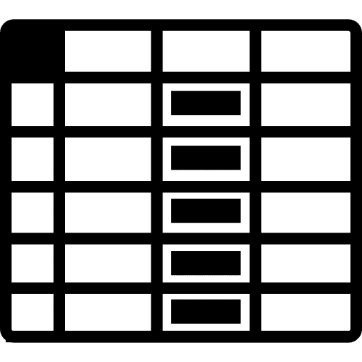 Spreadsheet column table table cells microsoft excel icon