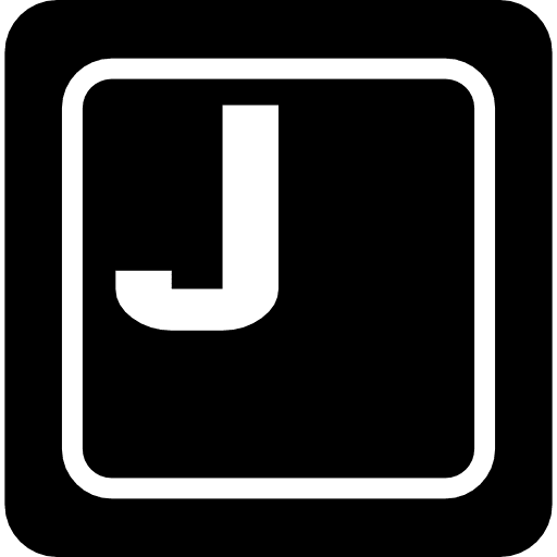 Keyboard key with j letter keys writing tools and utensils icon