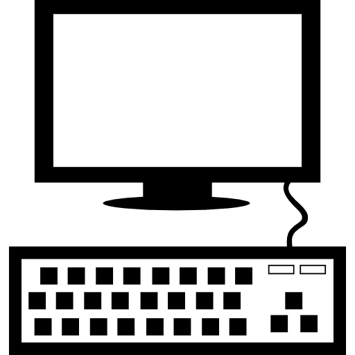 Workplace with computer monitor and keyboard computer tool technology icon