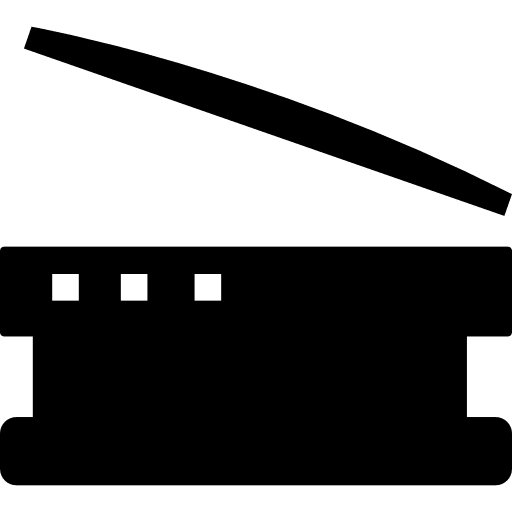 Scanner with slightly opened cover electronic tool images icon