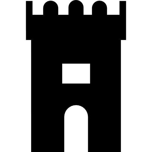 Fortress tower antique building silhouette of a computer game towers building computer and media icon