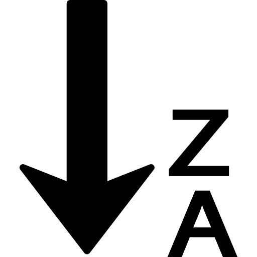 Sort from z to a in reverse alphabetical order ordering descending reordering icon