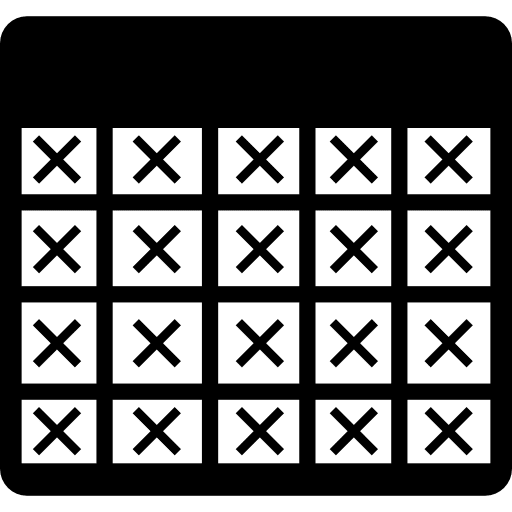 Table grid completely selected with crosses cells cell selected icon
