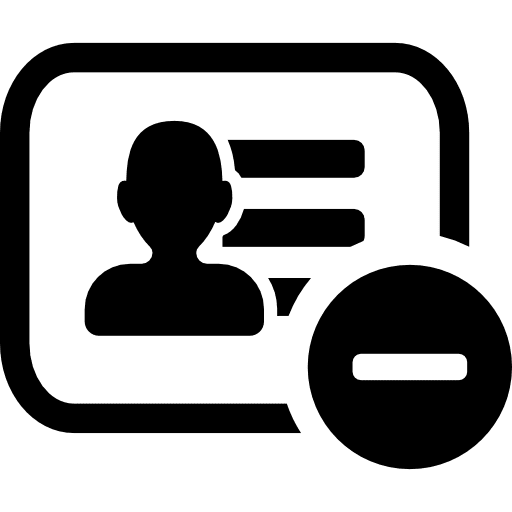 Minus sign on business card symbol contact card icons icon