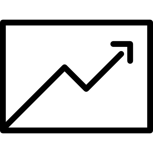 Statistic business line graph square icon