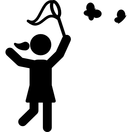 Butterfly catch girl catching animal icon