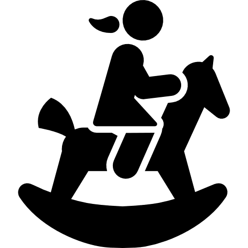 Hobby horse playing girl childhood icon