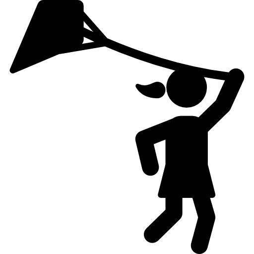 Kite playing childhood vacations icon