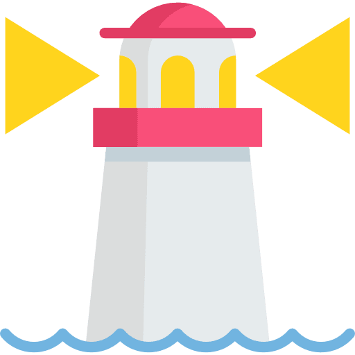 Lighthouse architecture and city guide buildings icon