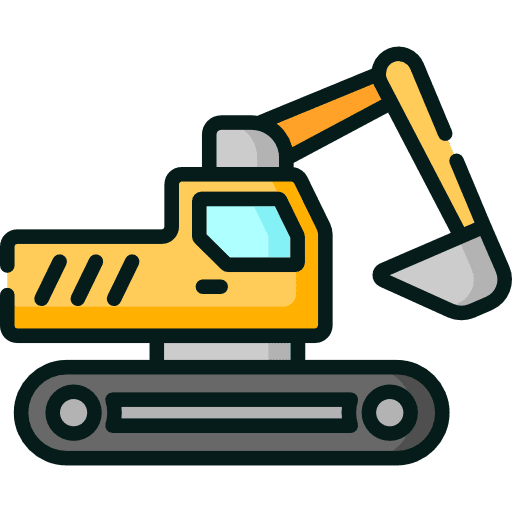 Excavator work backhoe machine icon