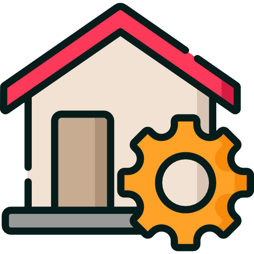 Construction gear buildings home icon