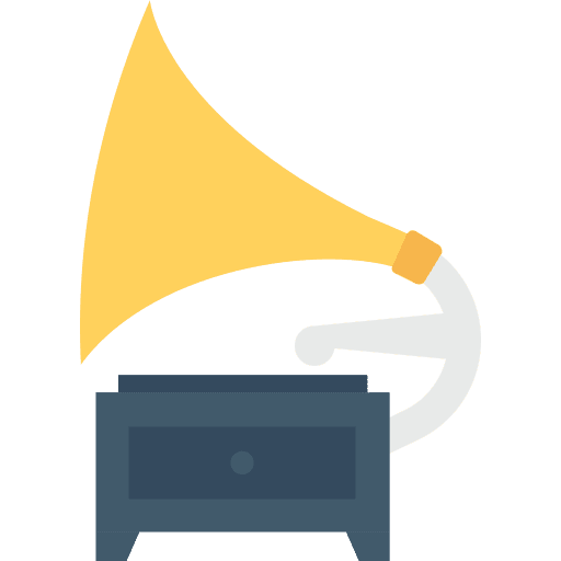 Gramophone antique vinyl disc music and multimedia icon