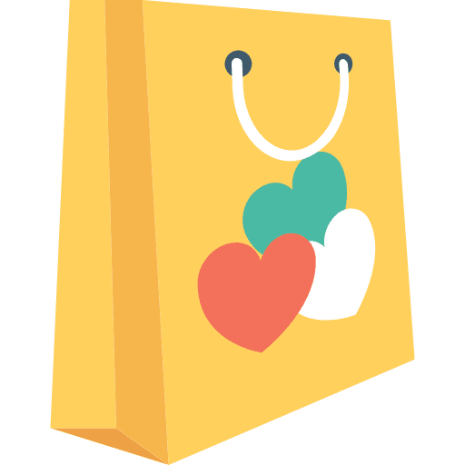 Shopping bag supermarket love and romance commerce icon