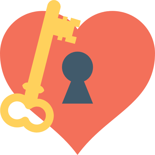 Heart love and romance heart security icon