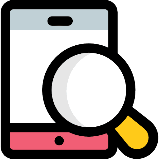 Smartphone magnifying glass mobile phone cellphone icon