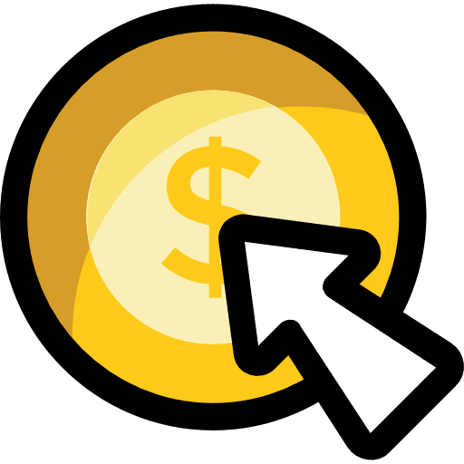 Pay per click business and finance dollar symbol cursor icon