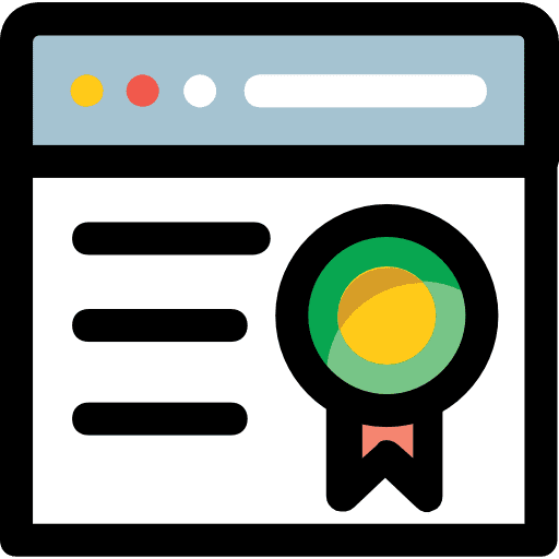 Certificate seo and web diploma browser icon