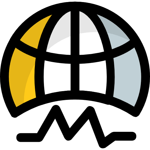 Worldwide networking wireless internet globe grid icon