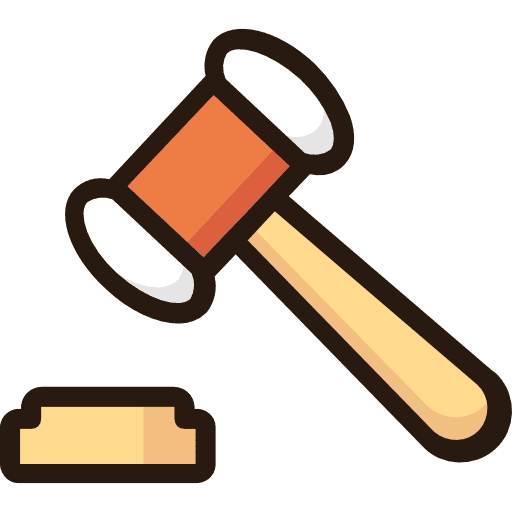 Auction business and finance verdict justice icon
