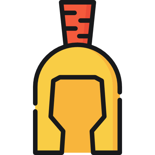 Helmet weapons battle greek icon