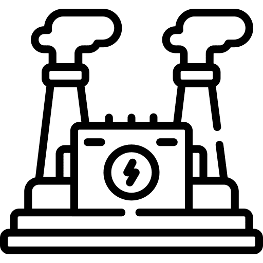 Power plant pollution industry buildings icon