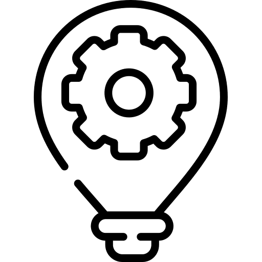 Bulb idea invention construction and tools icon