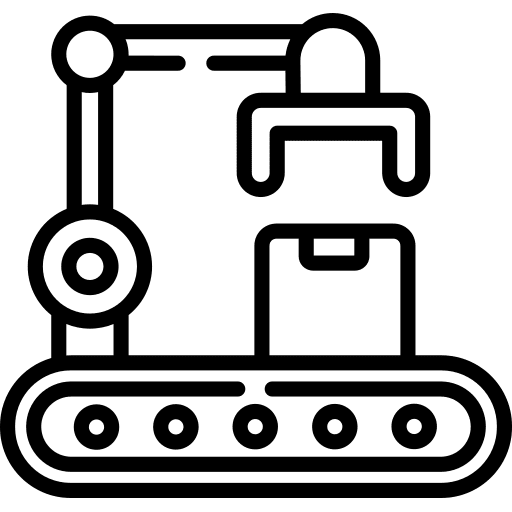 Mechanical arm box manipulator robot icon