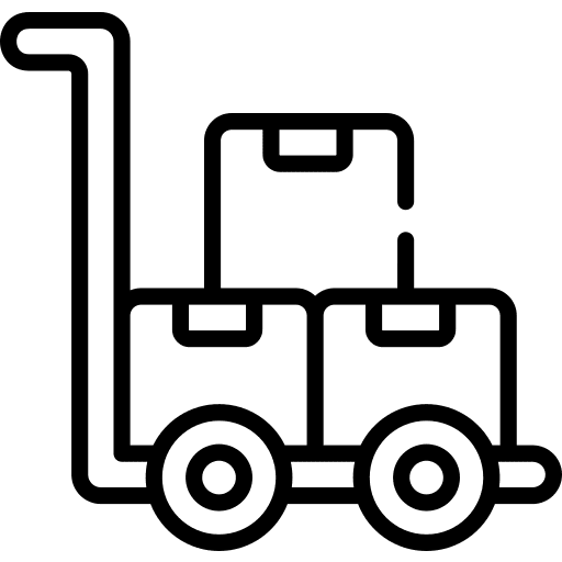 Trolley shipping and delivery boxes packing icon