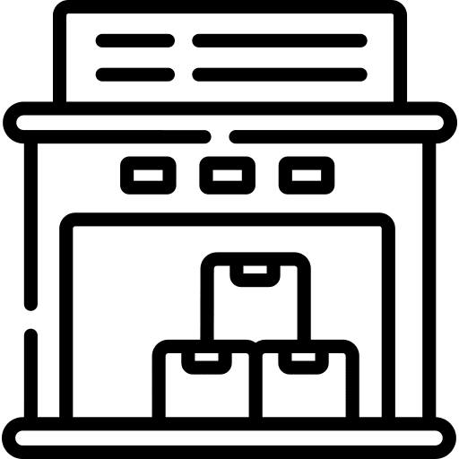 Warehouse boxes factories package icon