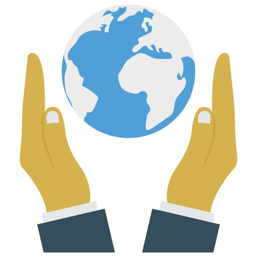 Protection globe grid hand earth globe icon