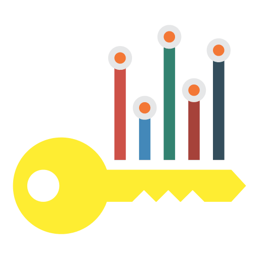 Analytics electronics business and finance key icon