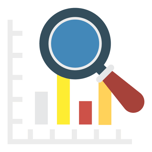 Analytics magnifying glass profits analytics icon