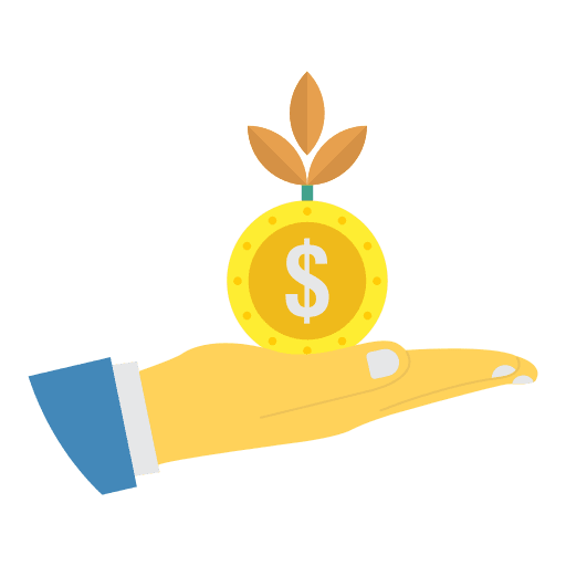 Growth plant hand dollar symbol icon