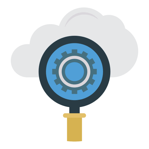 Search magnifying glass cloud computing file storage icon