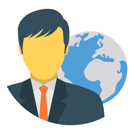 Employee travel user worldwide icon