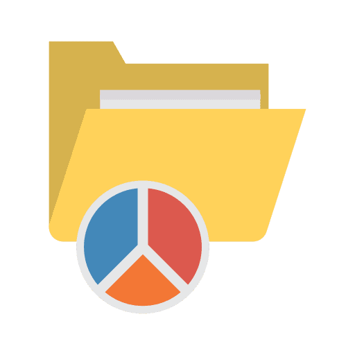 Graph files and folders pie chart folder icon