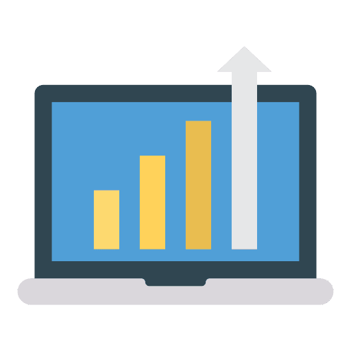 Growth data analytics bar graph interface icon