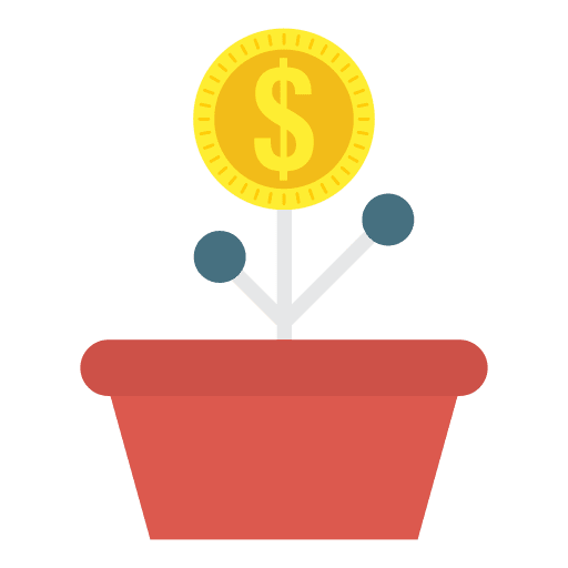 Growth currency plant growth icon