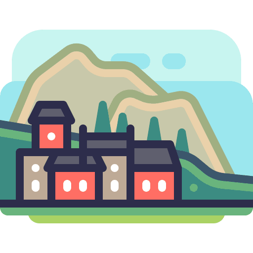 Village landscape nature scenery icon