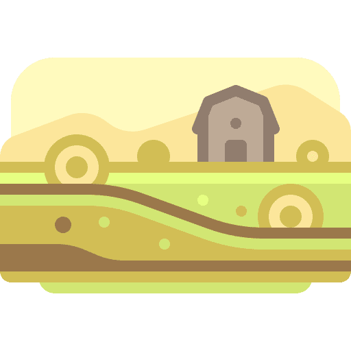 Farm architecture and city farm fields icon
