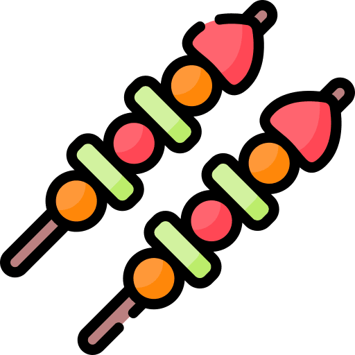 Skewer food and restaurant fruit skewer icon