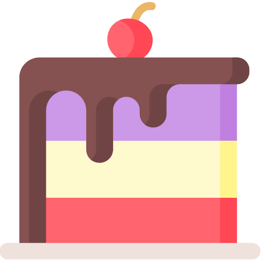 Rainbow baker birthday and party cake slice icon