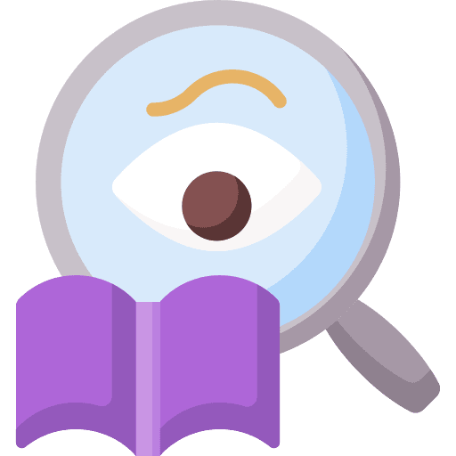 Literary criticism loupe magnifying glass icon