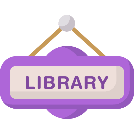 Library reading signpost library icon