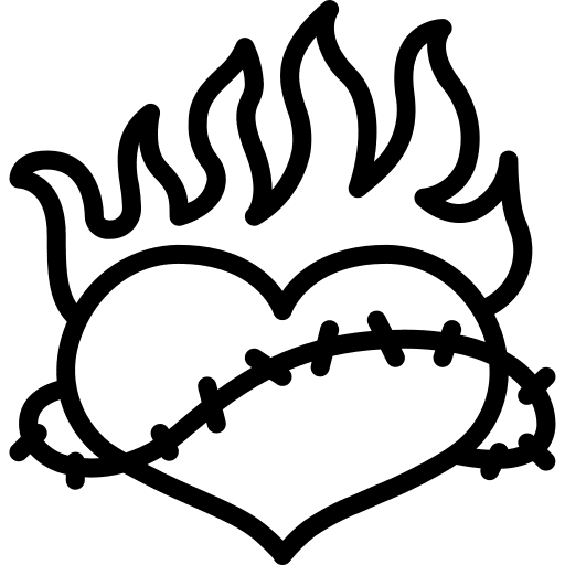 Heart fire flaming art and design icon