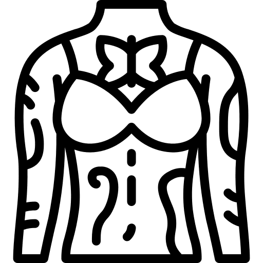 Tattoo female chest art and design icon